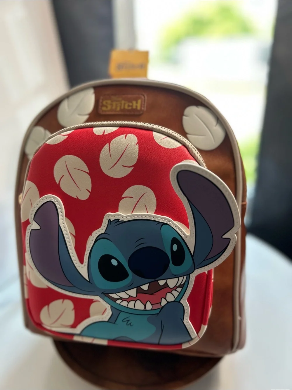 Disney Kids Backpack in Red, Blue and Cream with Stitch Applique